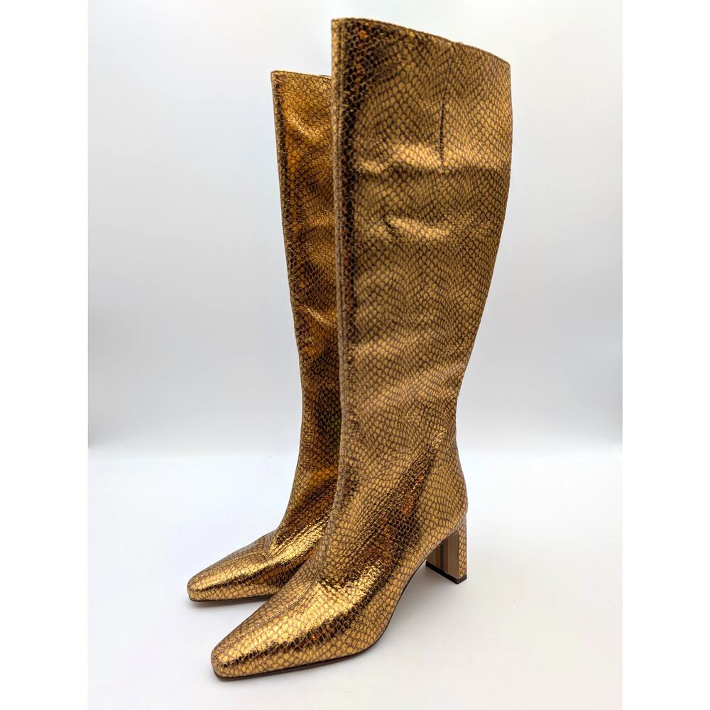 Sam Edelman Sylvia Knee High Boot Women's Metallic Gold Size US7M EU37